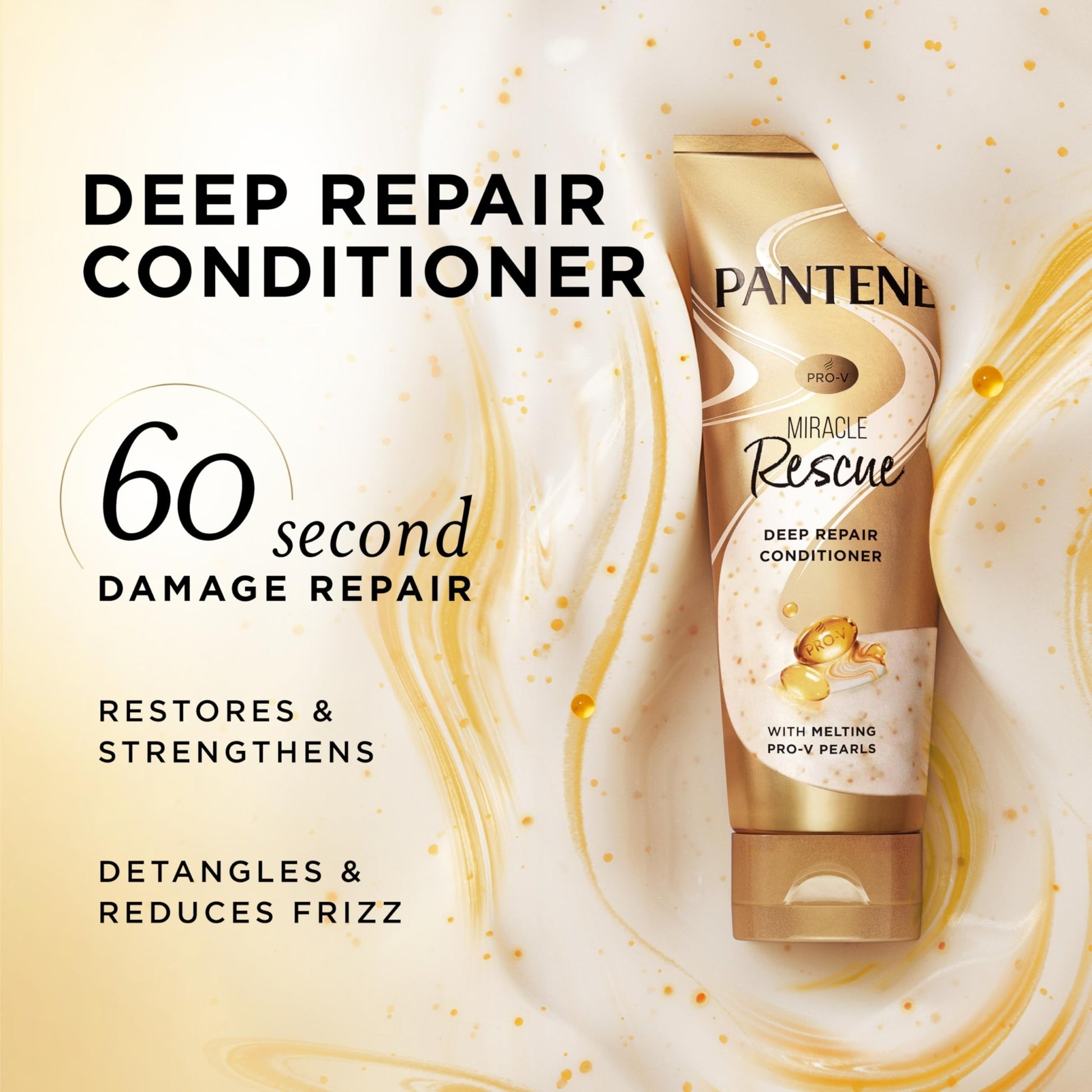 Pantene Miracle Rescue Deep Conditioner with Melting Pro-V Pearls - For Dry, Damaged, or Color-Treated Hair - Intense Moisture & Repair - 8.0 Oz - dailyvitalstore