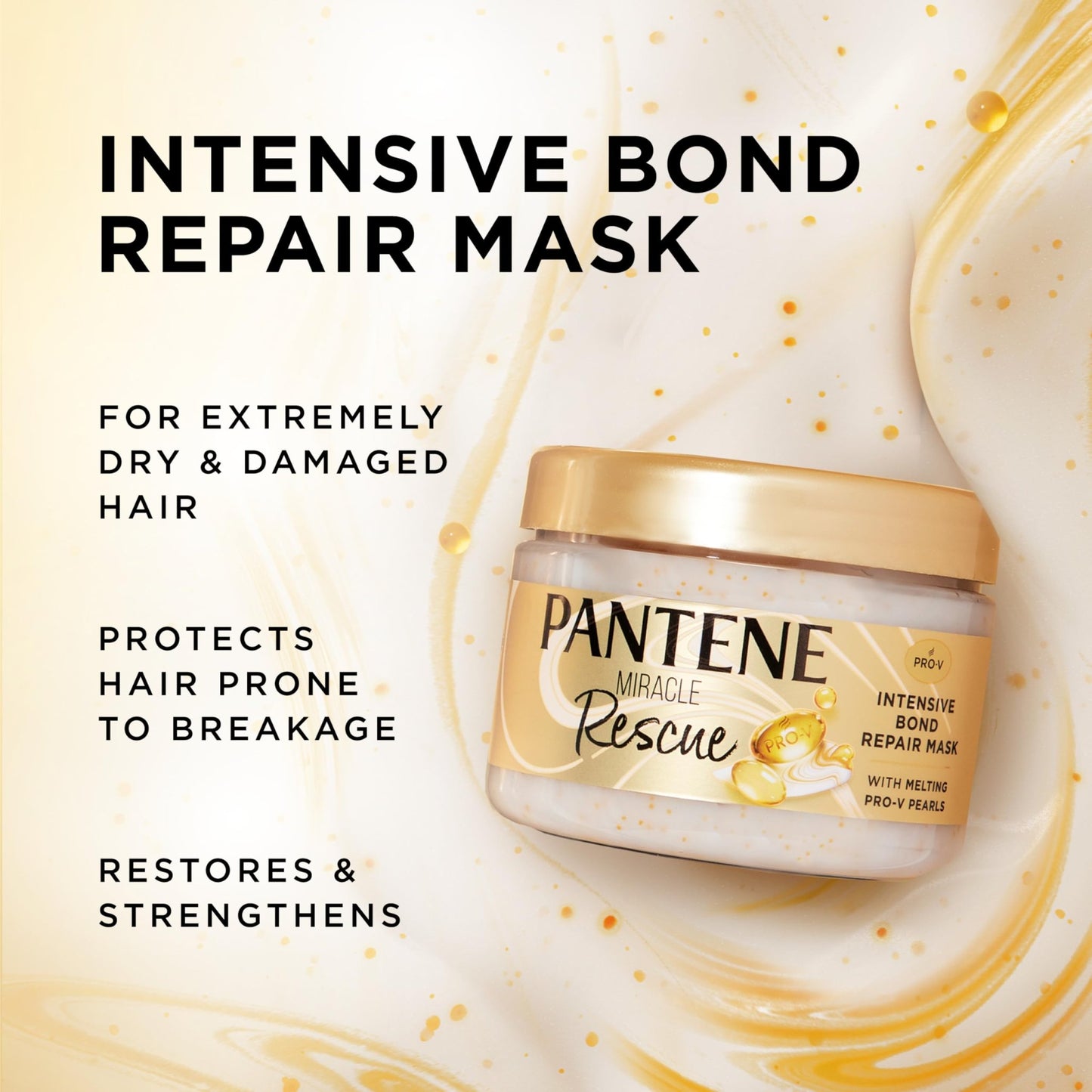Pantene Miracle Rescue Hair Mask, Intensive Bond Repair with Melting Pro-V Pearls, Melts Away Damage, Builds Bonds, Strengthens Against Damage, - dailyvitalstore