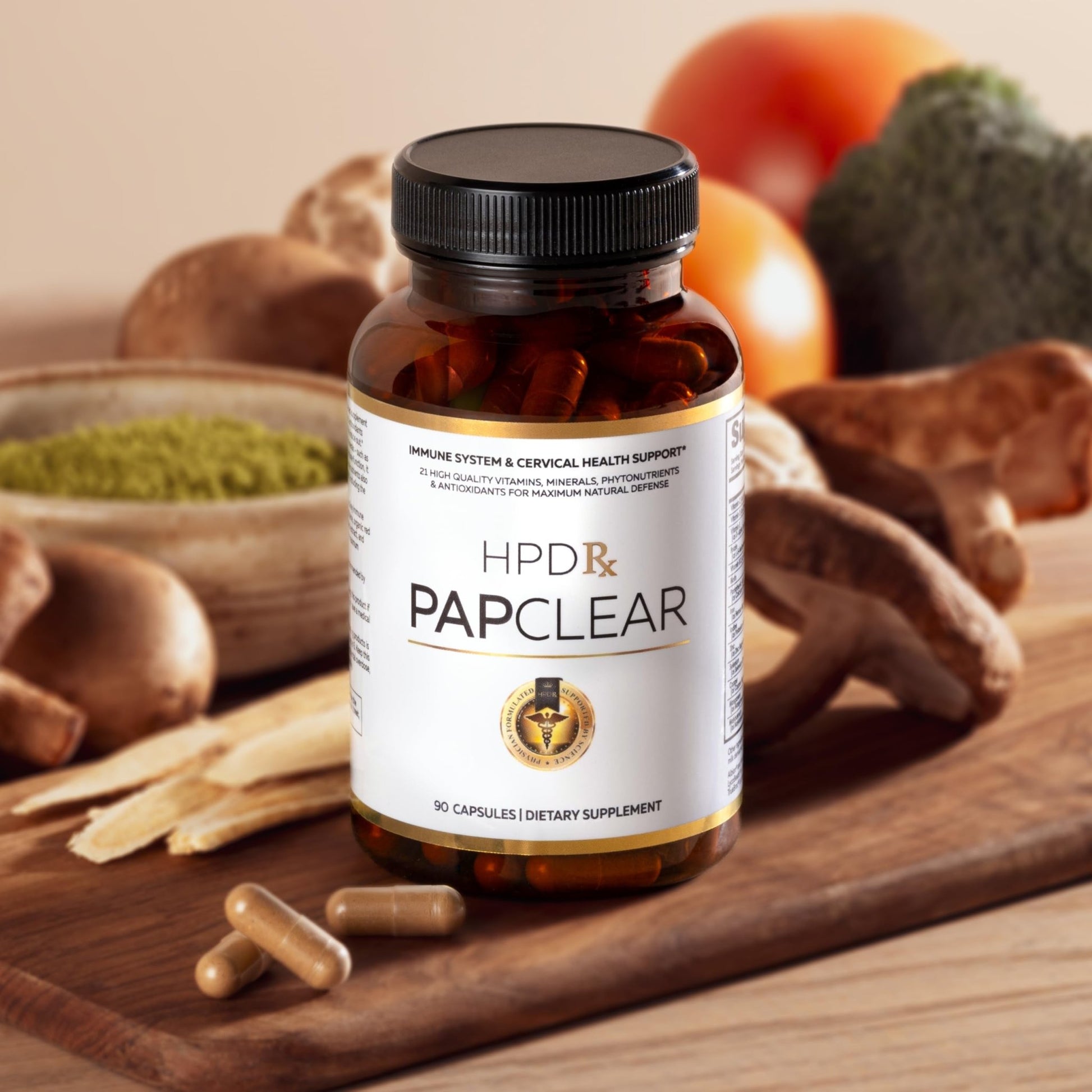 PAPCLEAR Physician Formulated | All Natural Immune Support Supplement | Advanced Powerful Immunity Booster | 21 Vitamins & Nutrients with Organic Shiitake Mushroom & Lycopene | 90 Capsules | Pack of 1 - dailyvitalstore