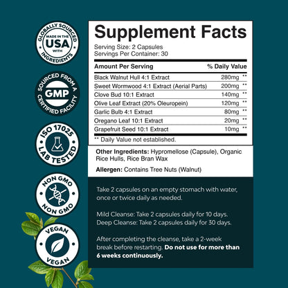 PARA-X Herbal Gut Health Supplement - Immune Support with Black Walnut Wormwood & Cloves - Supports Digestive Health & Gut Health for Women & Men - dailyvitalstore