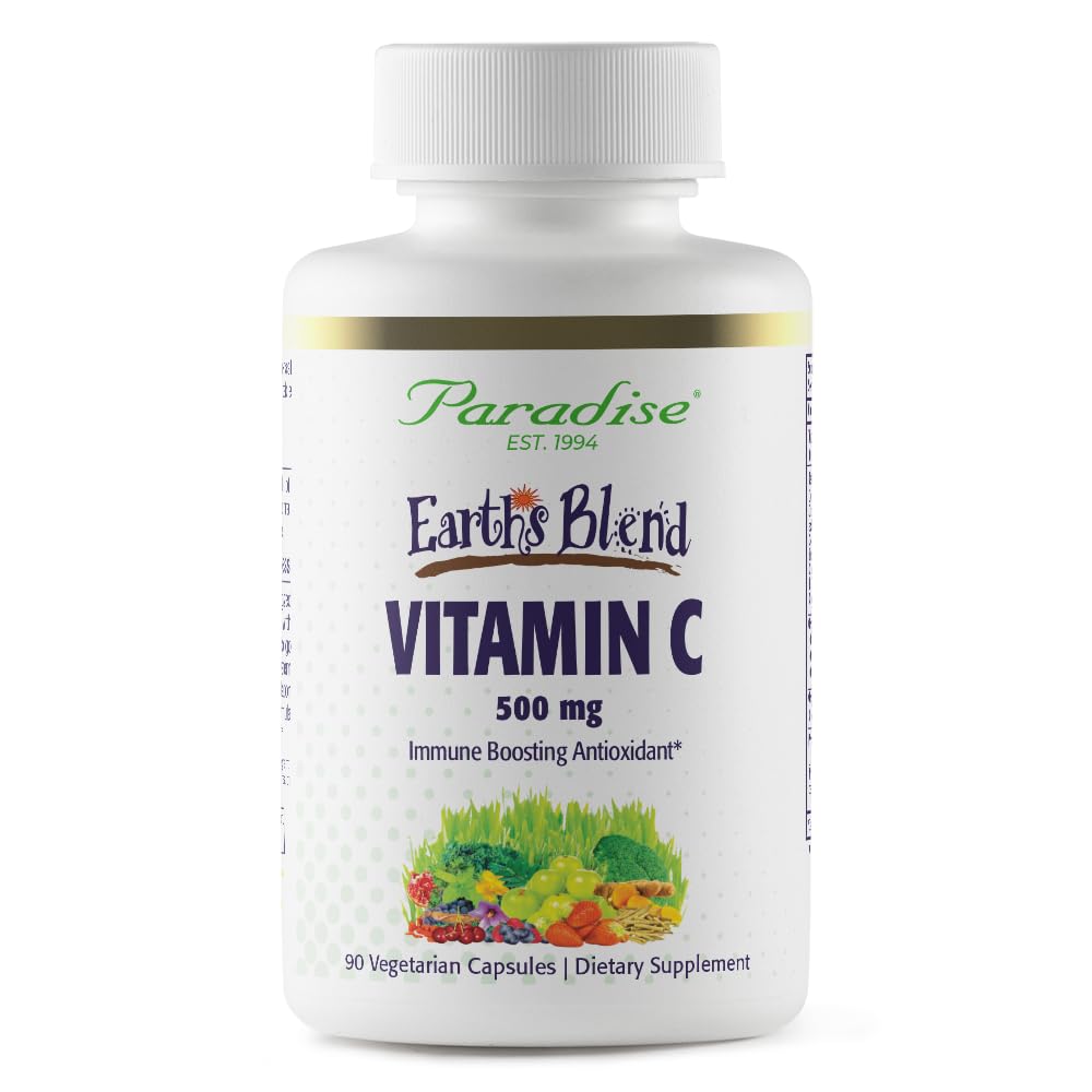 Paradise Herbs Earth's Blend Vitamin C with Nature's C and Adaptogens, Superfoods Base of Probiotics & Organic Alkalizing Greens, 90 Vegetarian Capsules - dailyvitalstore