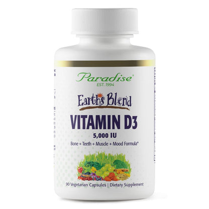 Paradise Herbs Earth's Blend Vitamin D3, Superfoods Base of Probiotics and Organic Alkalizing Greens, Veggies & Berries, 90 Vegetarian Capsules - dailyvitalstore