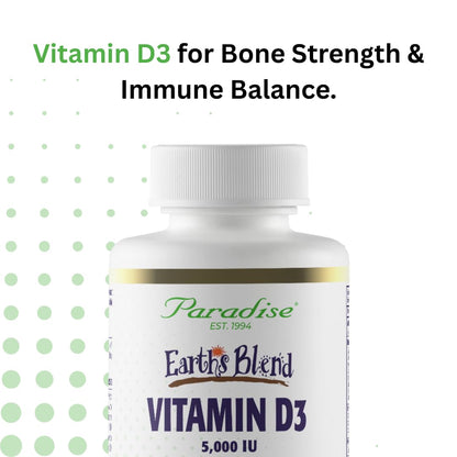Paradise Herbs Earth's Blend Vitamin D3, Superfoods Base of Probiotics and Organic Alkalizing Greens, Veggies & Berries, 90 Vegetarian Capsules - dailyvitalstore