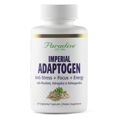 Paradise Herbs, Imperial Adaptogens, with Ashwagandha, Astragalus, Rhodiola, Proprietary Adaptogen Blend for Stress Support, Focus & Energy, 60 Vegetarian Capsules - dailyvitalstore