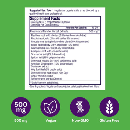 Paradise Herbs, Imperial Adaptogens, with Ashwagandha, Astragalus, Rhodiola, Proprietary Adaptogen Blend for Stress Support, Focus & Energy, 60 Vegetarian Capsules - dailyvitalstore