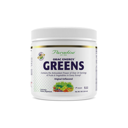 Paradise, ORAC Energy Greens Powder Extract, Super Antioxidants, Probiotics for Gut Health & Digestion, Vitamin C for Immunity, with Spirulina & Chlorella, Non-GMO, Gluten Free, 30 Servings - dailyvitalstore
