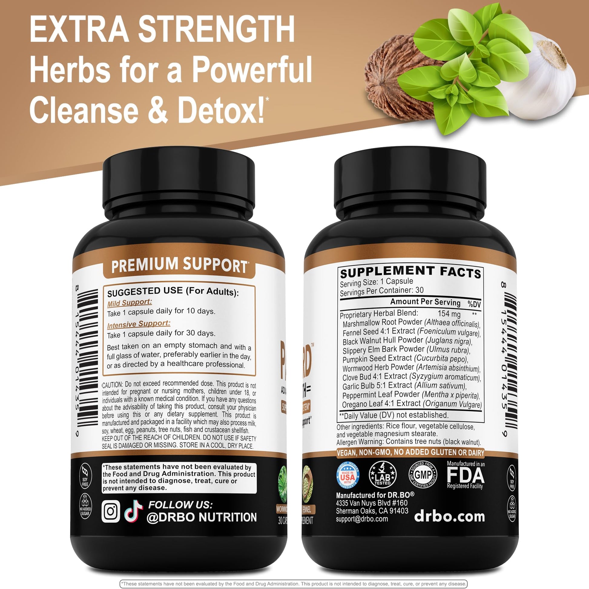 ParaGuard Cleanse Detox Pills - Extra Strength Intestinal Guard Formula Supplement, Black Walnut Wormwood Clove & Oregano - Adults Natural Herbal - dailyvitalstore