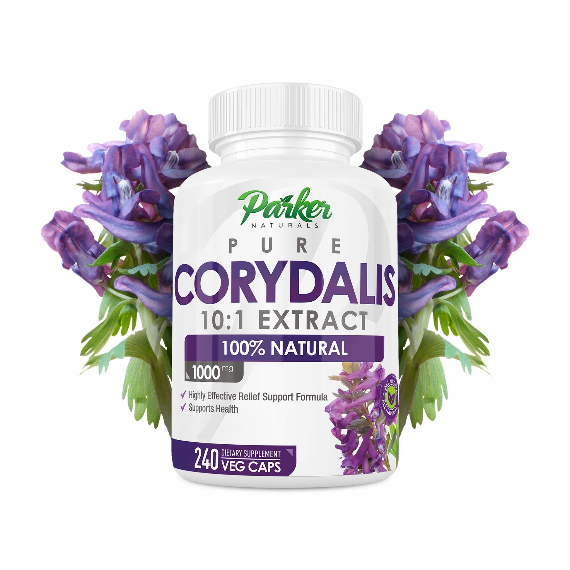 Parker Naturals Pure Corydalis Root Extract Capsule - 1000mg Strength, 10:1 Corydalis Yanhusuo Extract, Natural Relief, Long Lasting, 100% Vegetarian, 120 Servings, 240 Count - dailyvitalstore
