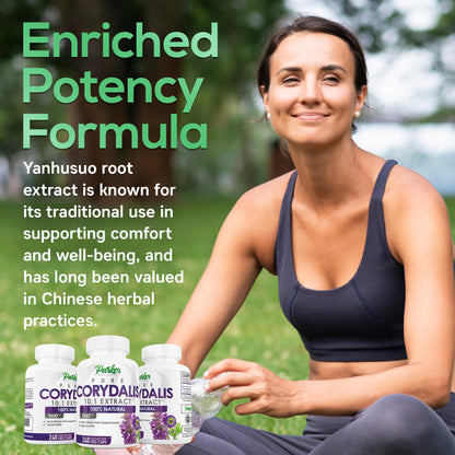Parker Naturals Pure Corydalis Root Extract Capsule - 1000mg Strength, 10:1 Corydalis Yanhusuo Extract, Natural Relief, Long Lasting, 100% Vegetarian, 120 Servings, 240 Count - dailyvitalstore