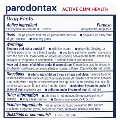 Parodontax Active Gum Health Mouthwash, Antiplaque and Antigingivitis Mouthwash, Mint, 16.9 Fl Oz - dailyvitalstore