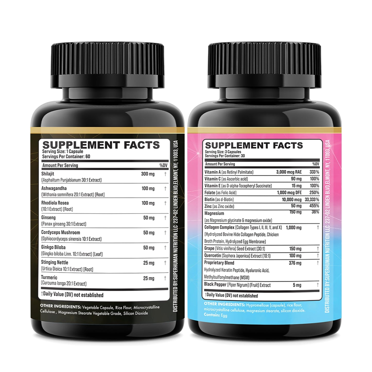 Parrox Adaptogen & Beauty Bundle – Rhodiola, Panax Ginseng, Ashwagandha, Cordyceps, Turmeric, Collagen, Biotin, Keratin, MSM, Hyaluronic Acid, Zinc, Quercetin, Vitamin C, A & E, Folate, Magnesium - dailyvitalstore