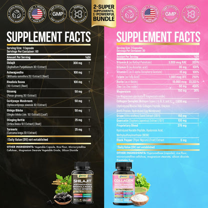 Parrox Adaptogen & Beauty Bundle – Rhodiola, Panax Ginseng, Ashwagandha, Cordyceps, Turmeric, Collagen, Biotin, Keratin, MSM, Hyaluronic Acid, Zinc, Quercetin, Vitamin C, A & E, Folate, Magnesium - dailyvitalstore