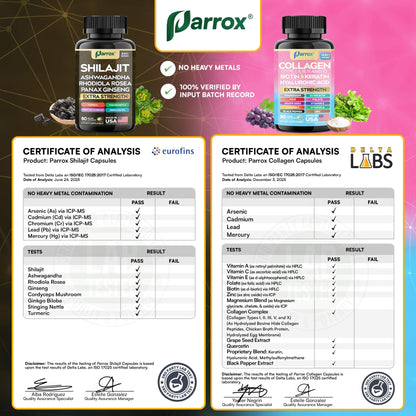 Parrox Adaptogen & Beauty Bundle – Rhodiola, Panax Ginseng, Ashwagandha, Cordyceps, Turmeric, Collagen, Biotin, Keratin, MSM, Hyaluronic Acid, Zinc, Quercetin, Vitamin C, A & E, Folate, Magnesium - dailyvitalstore