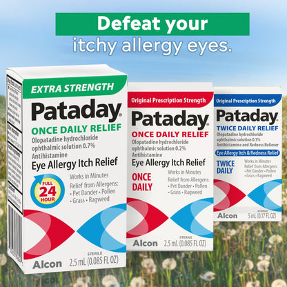 Pataday Once Daily Extra Strength Relief Allergy Eye Drops, 2.5 ml, Twin Pack, Antihistamine Eye Drops with Olopatadine 0.7% for Relief from Eye Allergy Itching, Works Up to 24 Hours - dailyvitalstore
