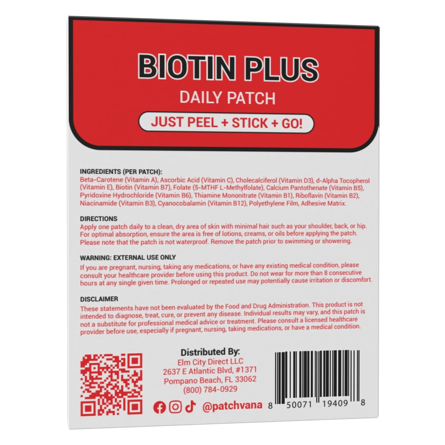 Patchvana Biotin Plus Patch for Women & Men, 1 Month Supply, 30 Patches - dailyvitalstore