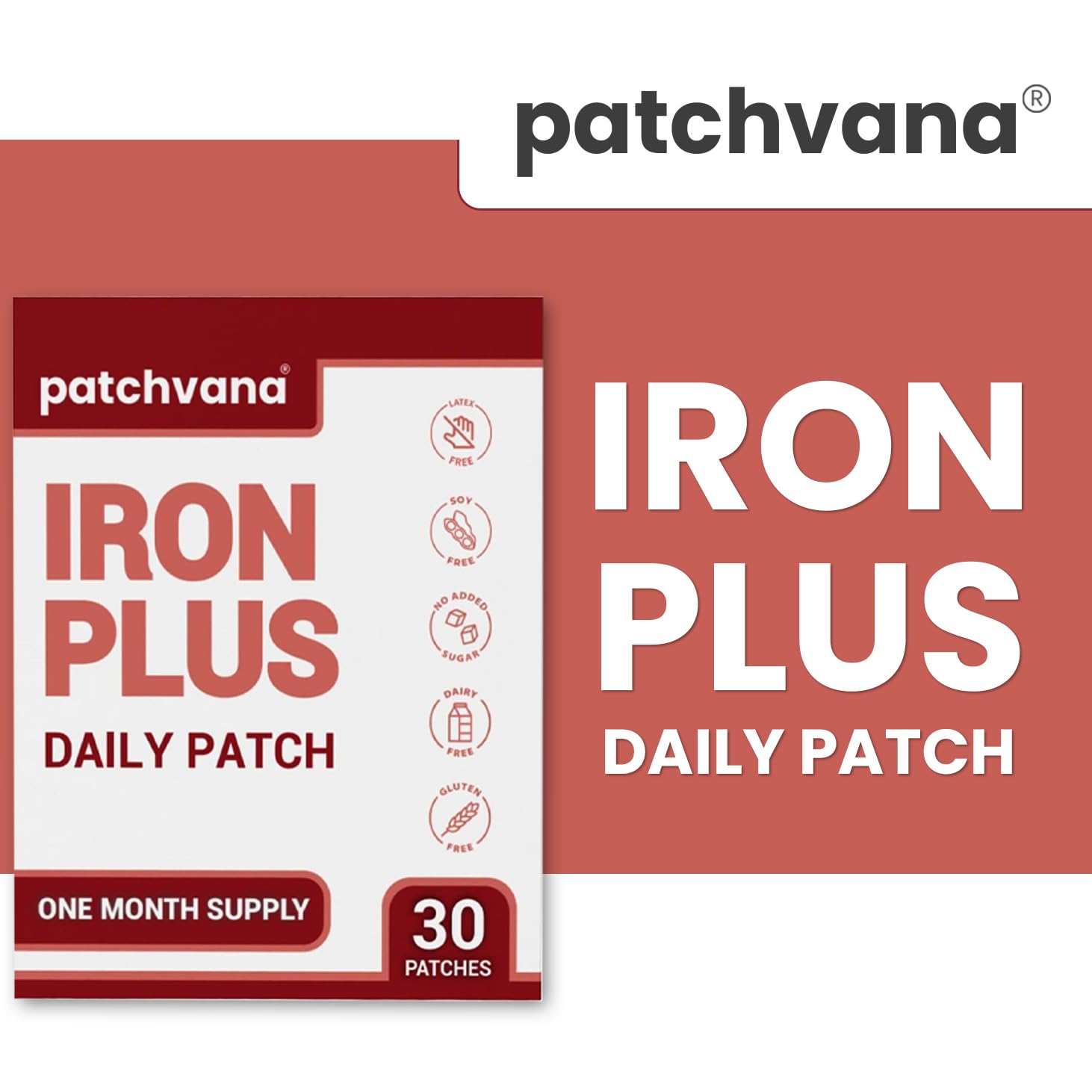 Patchvana Iron Plus Patch for Women & Men, 1 Month Supply, 30 Patches - dailyvitalstore