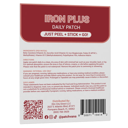 Patchvana Iron Plus Patch for Women & Men, 1 Month Supply, 30 Patches - dailyvitalstore