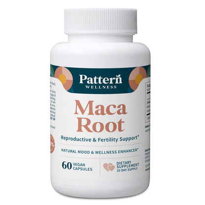 Pattern Wellness Maca Root Extract 20:1-500mg Per Serving – for Men & Women – Tri-Color Black/Red/Yellow Blend – 60 Vegan, Non-GMO Capsules - dailyvitalstore