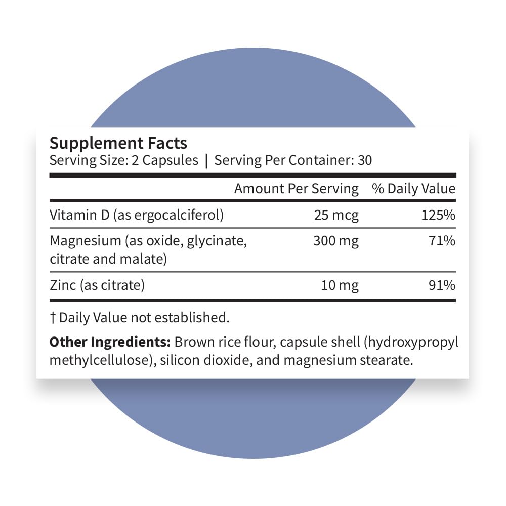 Pattern Wellness Magnesium Complex – Supports Muscle, Bone & Relaxation Health – with Zinc & Vitamin D – Daily Support Formula – 60 Vegan Capsules - dailyvitalstore
