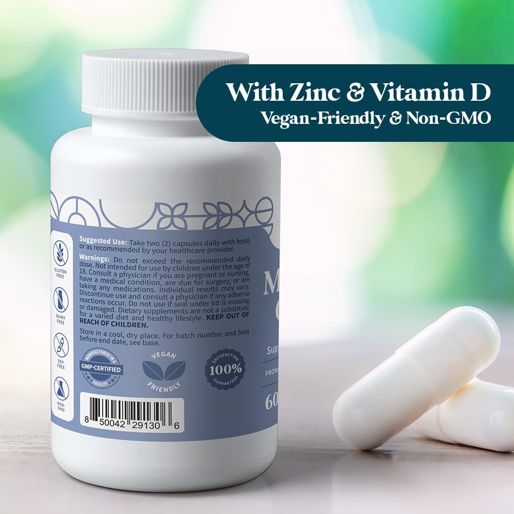 Pattern Wellness Magnesium Complex – Supports Muscle, Bone & Relaxation Health – with Zinc & Vitamin D – Daily Support Formula – 60 Vegan Capsules - dailyvitalstore