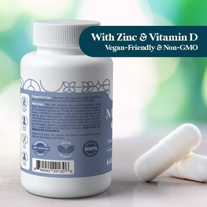 Pattern Wellness Magnesium Complex – Supports Muscle, Bone & Relaxation Health – with Zinc & Vitamin D – Daily Support Formula – 60 Vegan Capsules - dailyvitalstore