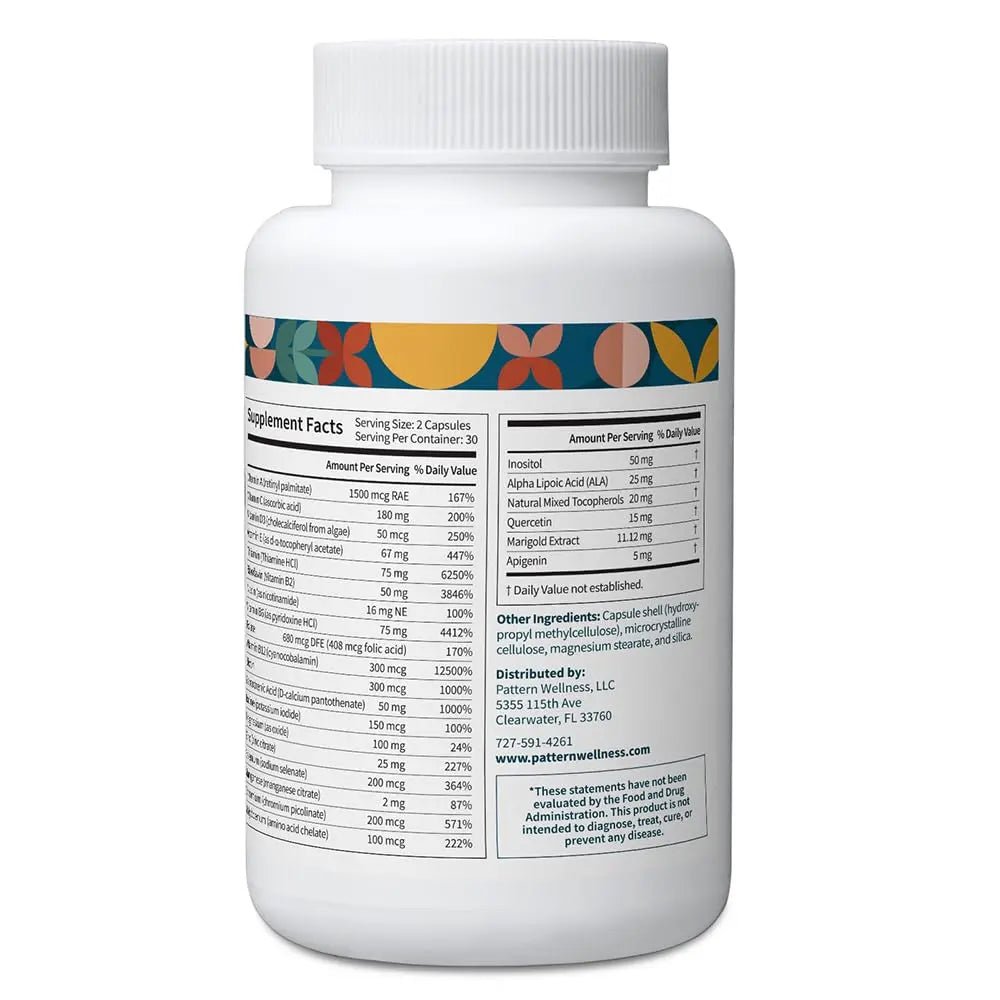 Pattern Wellness Multivitamin for Men & Women – Vitamin A, B, C, D, E – Supports Energy & Wellness – Whole Body Health - dailyvitalstore