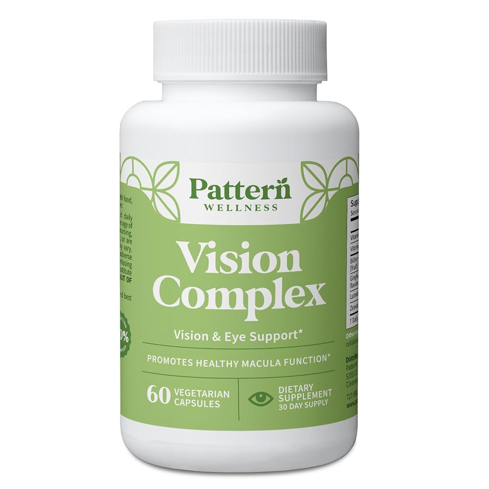 Pattern Wellness Vision Complex Supplement – Daily Eye & Visual Function Support – Herbal Extract & Vitamin Blend – 60 Vegan Capsules - dailyvitalstore