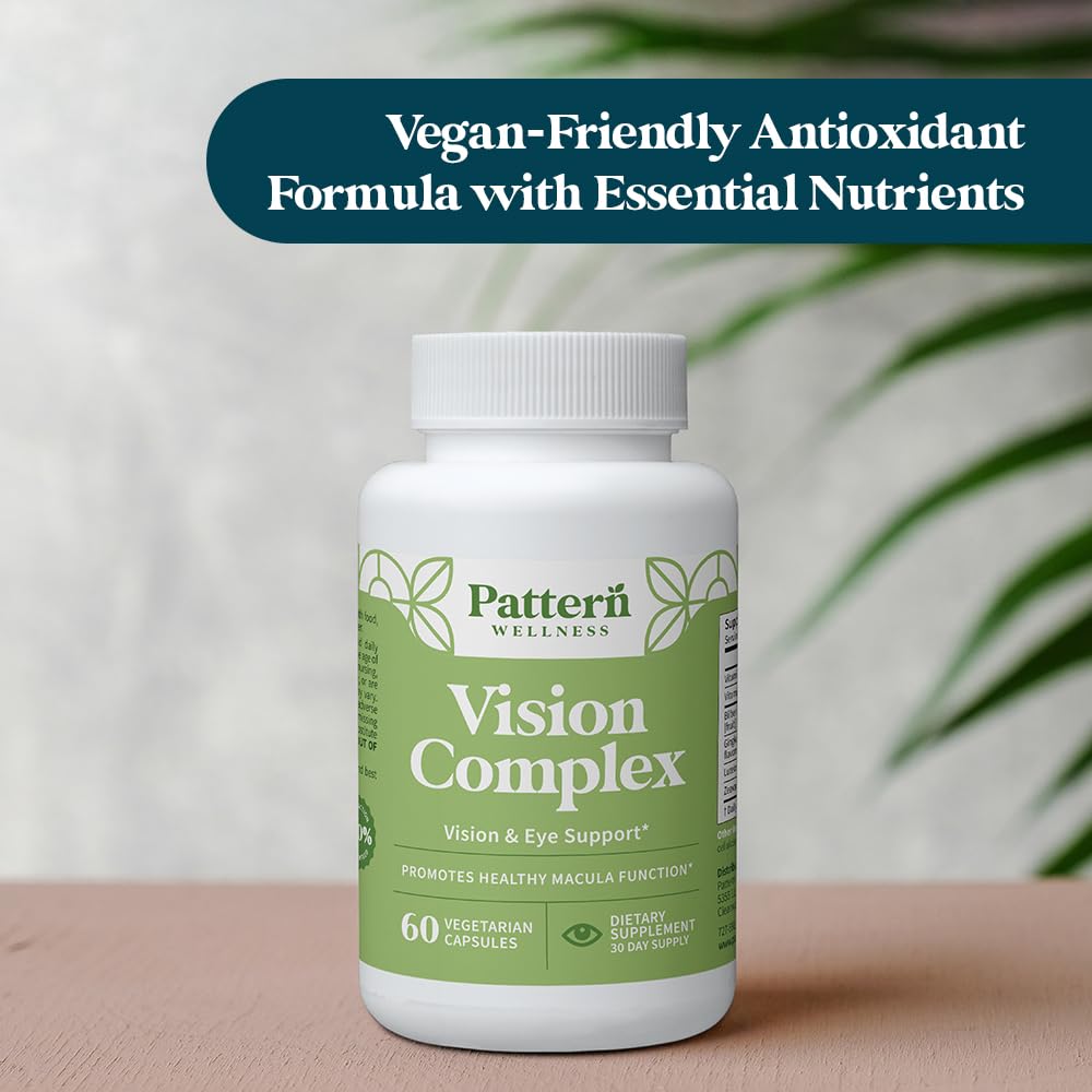 Pattern Wellness Vision Complex Supplement – Daily Eye & Visual Function Support – Herbal Extract & Vitamin Blend – 60 Vegan Capsules - dailyvitalstore