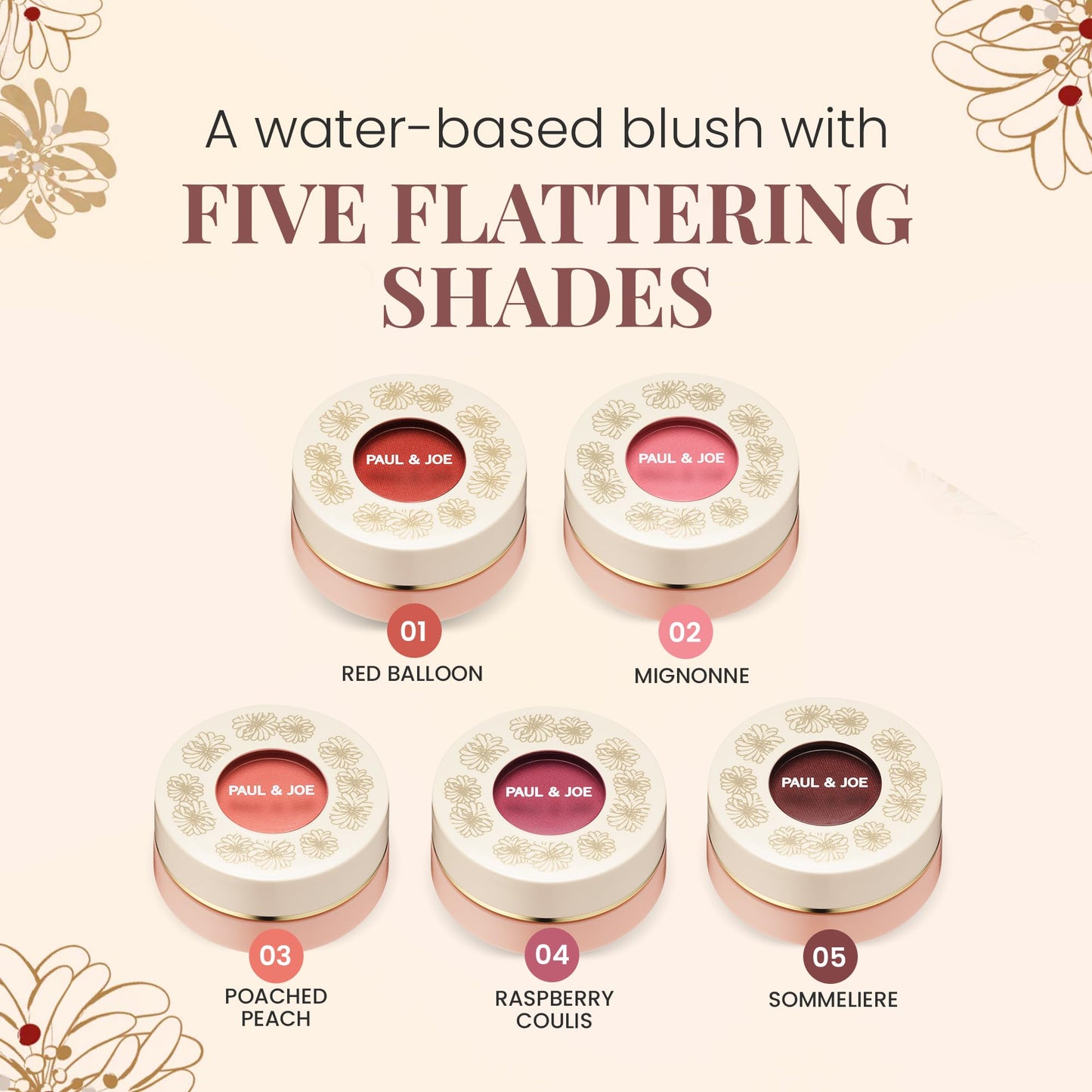 Paul & Joe Gel Blush, Bright and Buildable Blush Makeup, Water-Based Gel Makeup Blush with Hydrating Oils for Dewy, Radiant Finish, Garnet and Wine Red Cheek Tint, 05 Sommeliere, 0.71 oz - dailyvitalstore