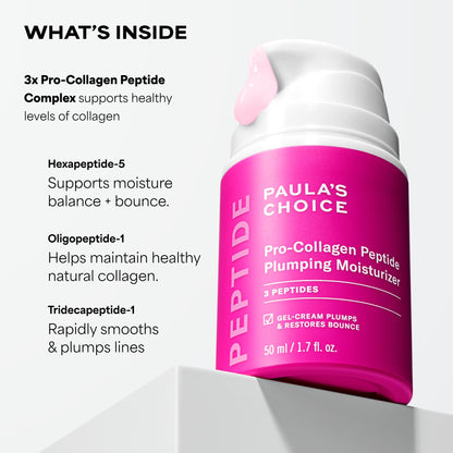 Paula's Choice Pro-Collagen Peptide Plumping Face Moisturizer, Daily Gel Face Cream for Deep Lightweight Hydration, Wrinkles & Loss of Firmness, Fragrance-Free, 1.7 Fl Oz - dailyvitalstore