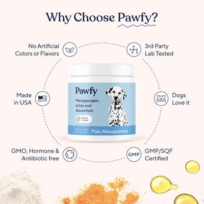 Pawfy Advanced Pain Management - Essential Vitamins & Supplements with Omega 3 |Joint Supplement for Dogs - Supports Hip & Joint Health for Small, Medium, Large Breeds | 30 Fast-Acting Chews - dailyvitalstore
