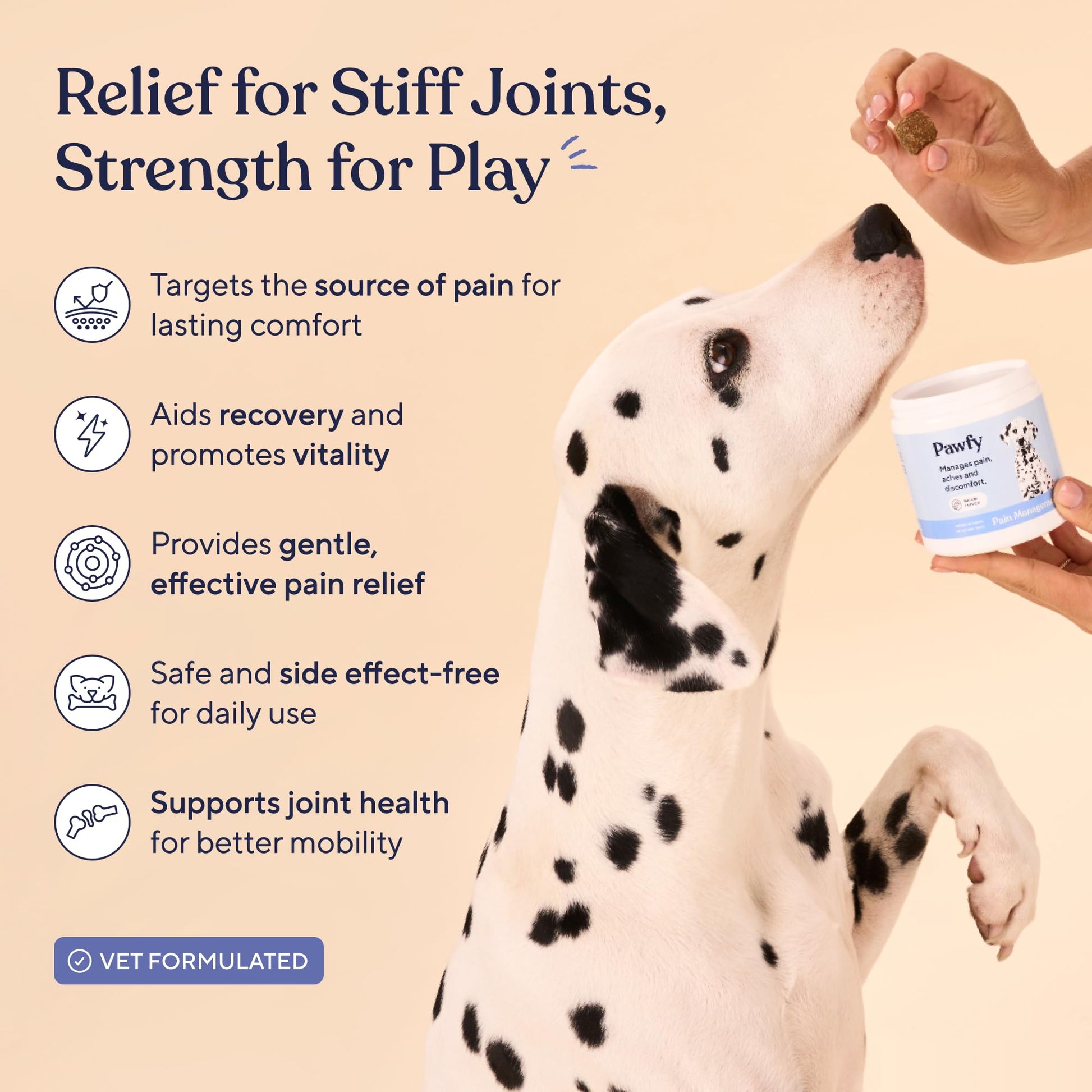 Pawfy Advanced Pain Management - Essential Vitamins & Supplements with Omega 3 |Joint Supplement for Dogs - Supports Hip & Joint Health for Small, Medium, Large Breeds | 30 Fast-Acting Chews - dailyvitalstore