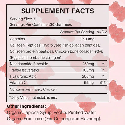 PBZPBZ Glow Collagen Gummies with Hyaluronic Acid & Resveratrol | Gentle Support for Skin, Hair & Nail Care | Non-GMO | 90 Count (1) - dailyvitalstore