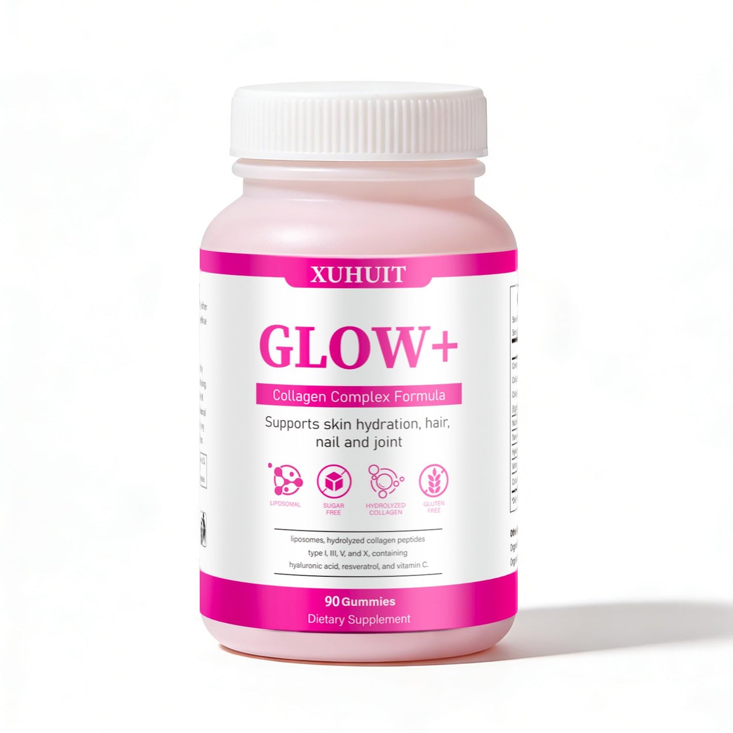 PBZPBZ Glow Collagen Gummies with Hyaluronic Acid & Resveratrol | Gentle Support for Skin, Hair & Nail Care | Non-GMO | 90 Count (1) - dailyvitalstore