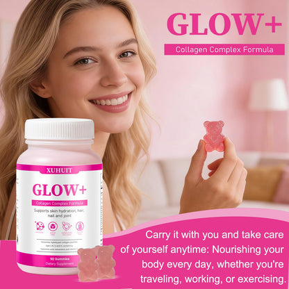 PBZPBZ Glow Collagen Gummies with Hyaluronic Acid & Resveratrol | Gentle Support for Skin, Hair & Nail Care | Non-GMO | 90 Count (1) - dailyvitalstore