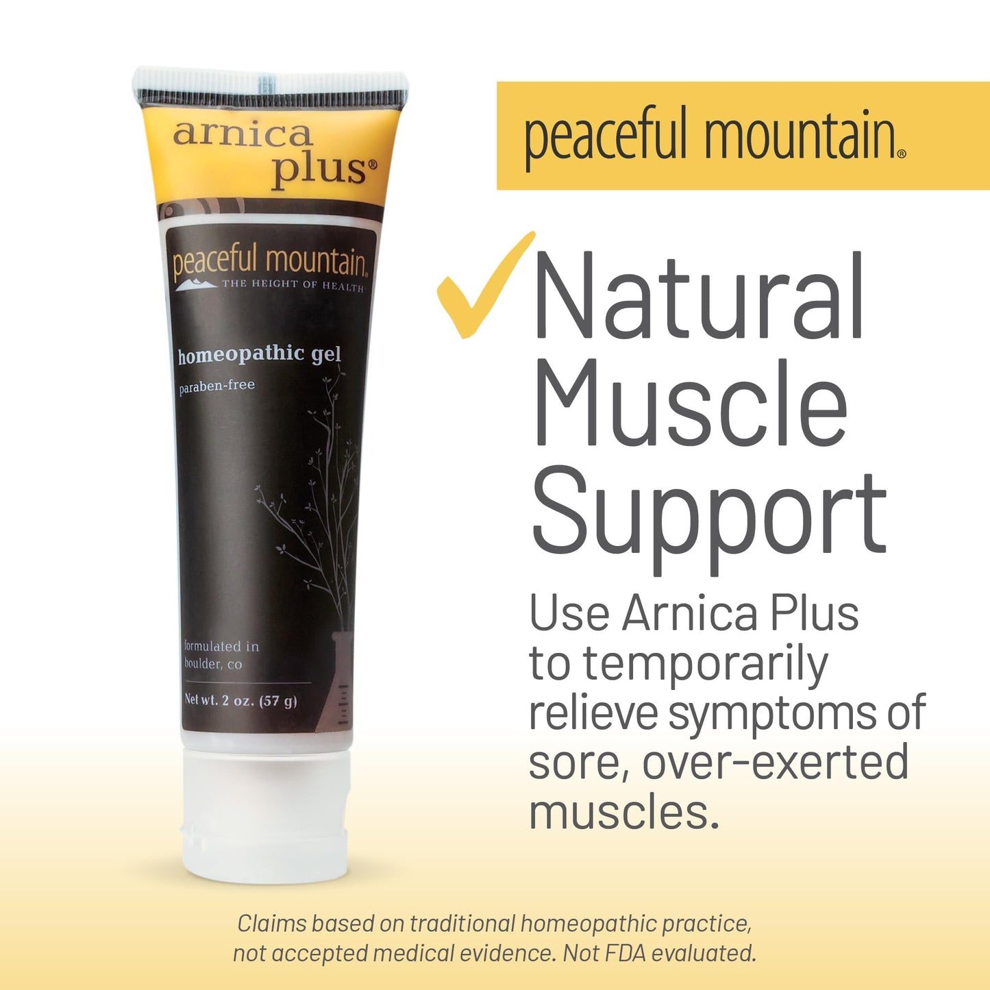 Peaceful Mountain Arnica Plus Homeopathic Gel - Natural Homeopthic Gel for Sore or cramping Muscles - 2oz - dailyvitalstore