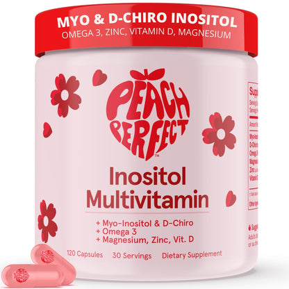 Peach Perfect Inositol Multivitamin – Myo-Inositol & D-Chiro 40:1 Blend, Omega-3, Vitamin D3, Magnesium, Zinc – Supports Women’s Health, Mood, Energy, Supplement – 30 SVG - dailyvitalstore