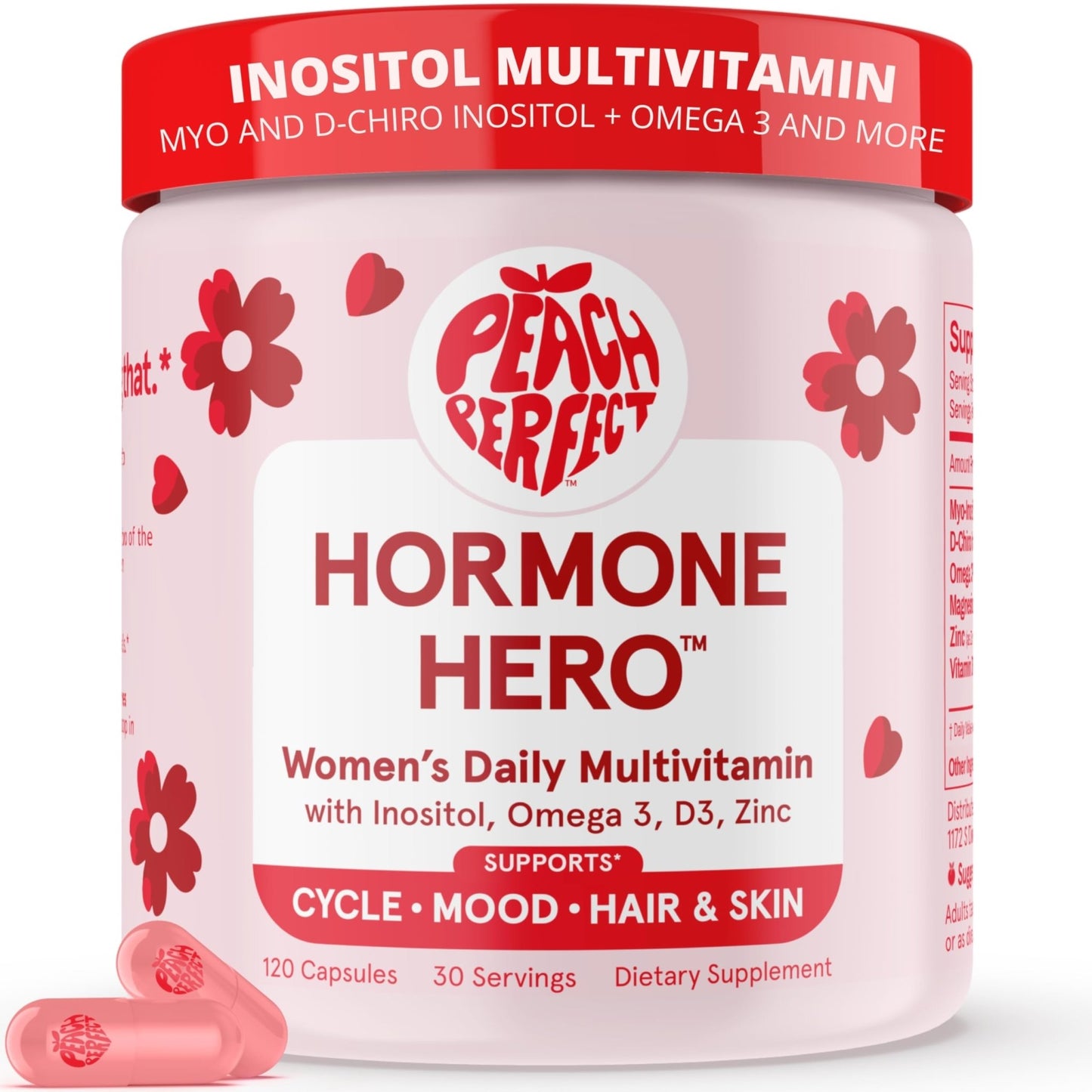 Peach Perfect Inositol Multivitamin – Myo-Inositol & D-Chiro 40:1 Blend, Omega-3, Vitamin D3, Magnesium, Zinc – Supports Women’s Health, Mood, Energy, Supplement – 30 SVG - dailyvitalstore