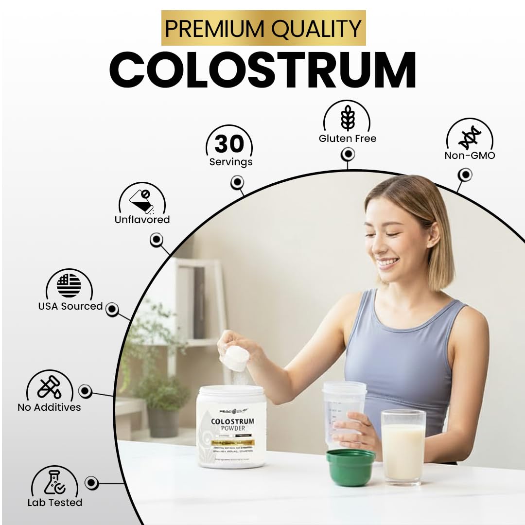 Peacock Max Colostrum Powder – 60g (30 Servings), Unflavored Bovine Colostrum Supplement, Superfood for Hair, Skin & Gut Health, Gluten-Free, Non-GMO - dailyvitalstore