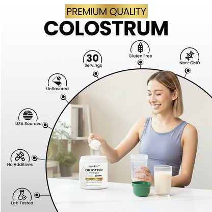 Peacock Max Colostrum Powder – 60g (30 Servings), Unflavored Bovine Colostrum Supplement, Superfood for Hair, Skin & Gut Health, Gluten-Free, Non-GMO - dailyvitalstore