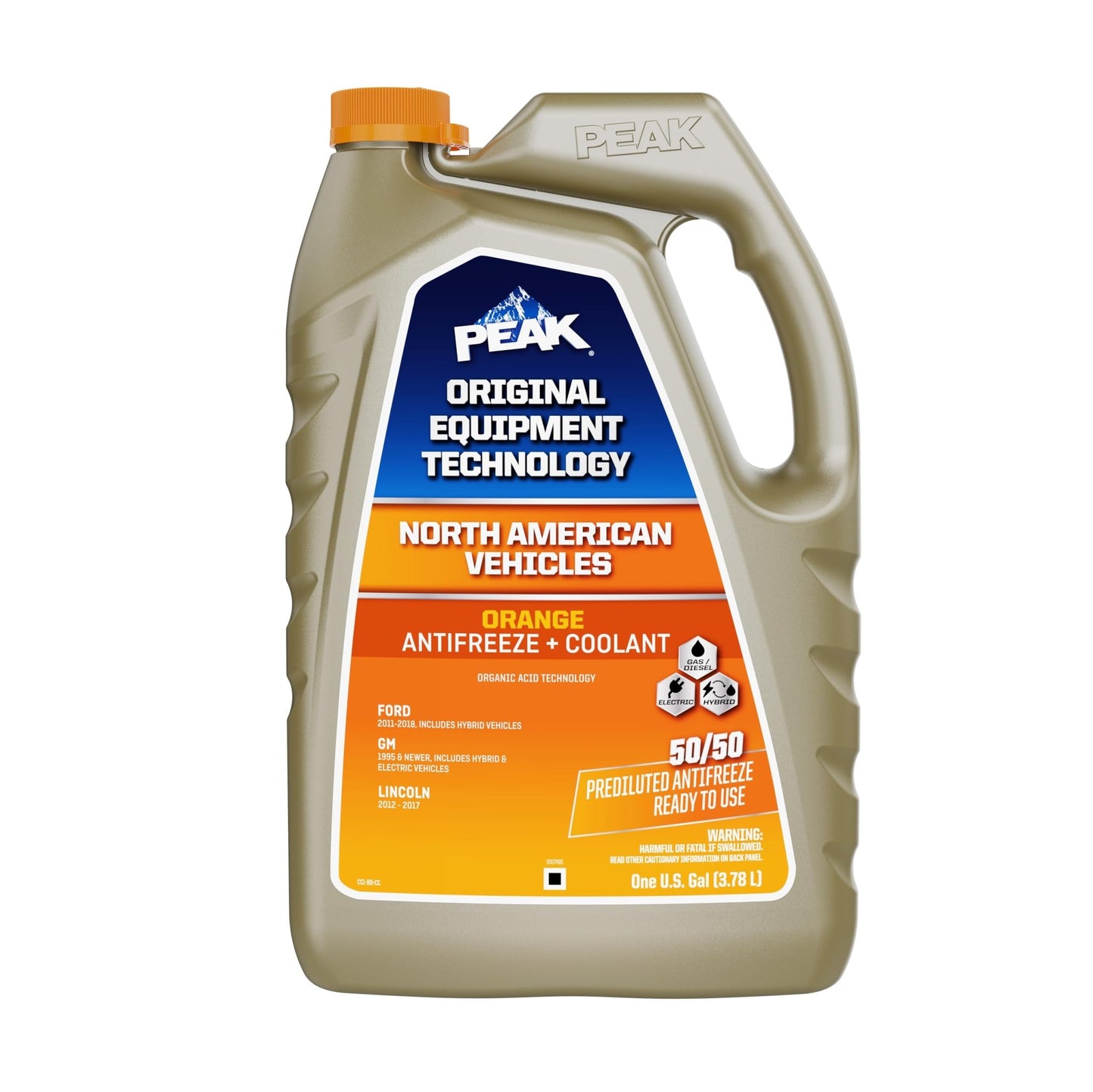 PEAK OET Extended Life Orange 50/50 Prediluted Antifreeze/Coolant for North American Vehicles, 1 Gal. - dailyvitalstore