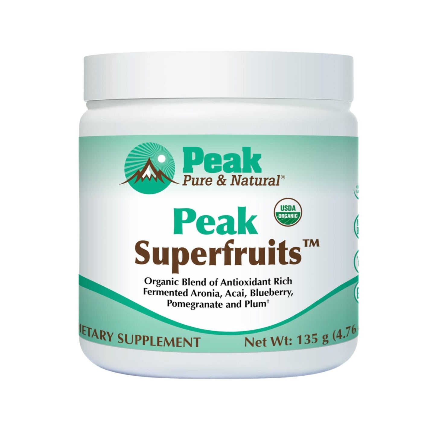 Peak Organic Superfruits - Polyphenol Rich Superfood Powder - Non-GMO Fermented Aronia Berry, Acai, Blueberry, Pomegranate, and Plum - Aging, Metabolic Health, Heart Health (30 Servings) - dailyvitalstore