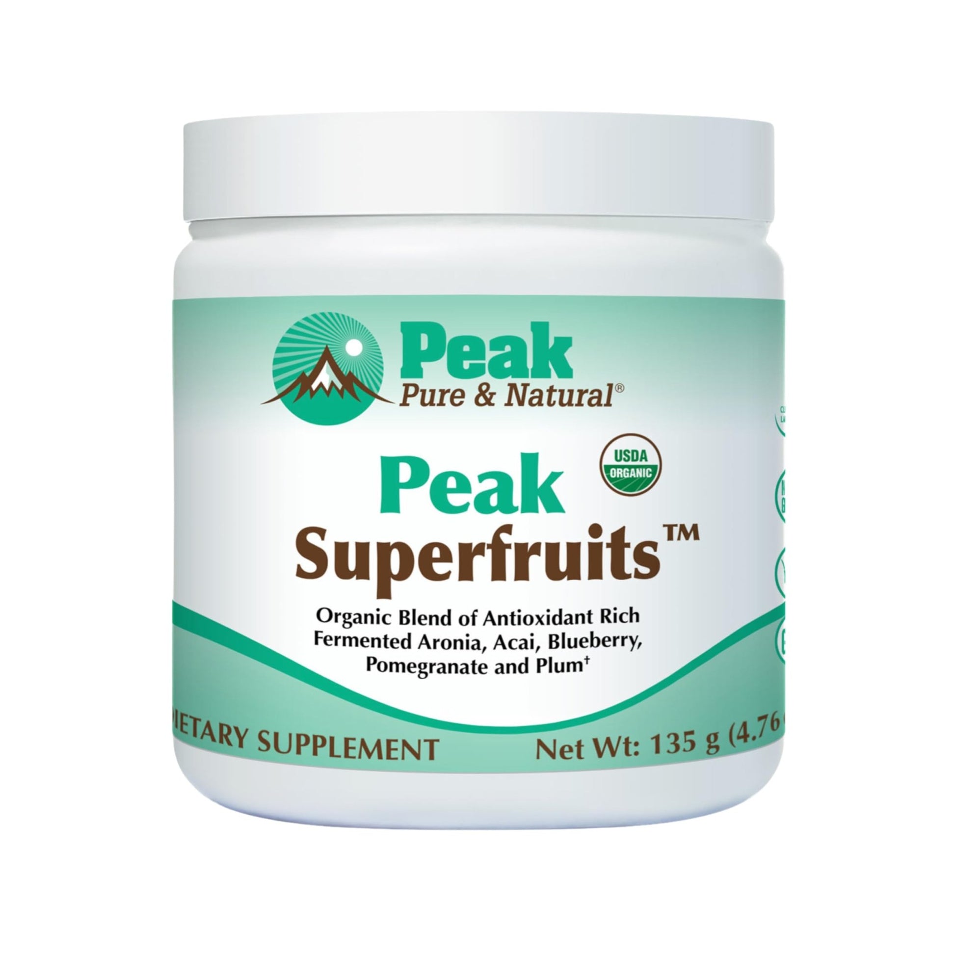 Peak Organic Superfruits - Polyphenol Rich Superfood Powder - Non-GMO Fermented Aronia Berry, Acai, Blueberry, Pomegranate, and Plum - Aging, Metabolic Health, Heart Health (30 Servings) - dailyvitalstore