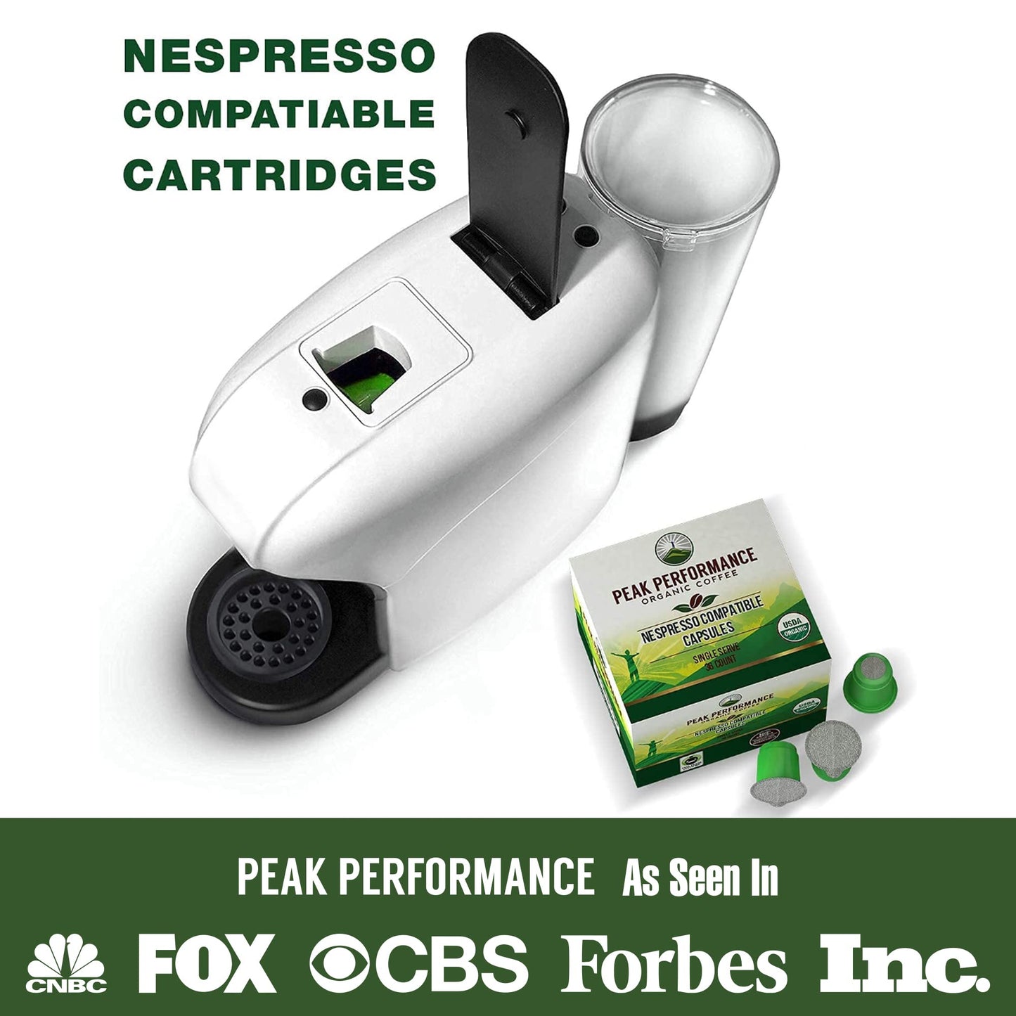 Peak Performance Organic Capsules for Nespresso Machines - Fair Trade, Low Acid, Organic Espresso Coffee Pods (36 Count) Compatible with All Nespresso Capsule Brewers - Medium Roast Single Serve Pod - dailyvitalstore