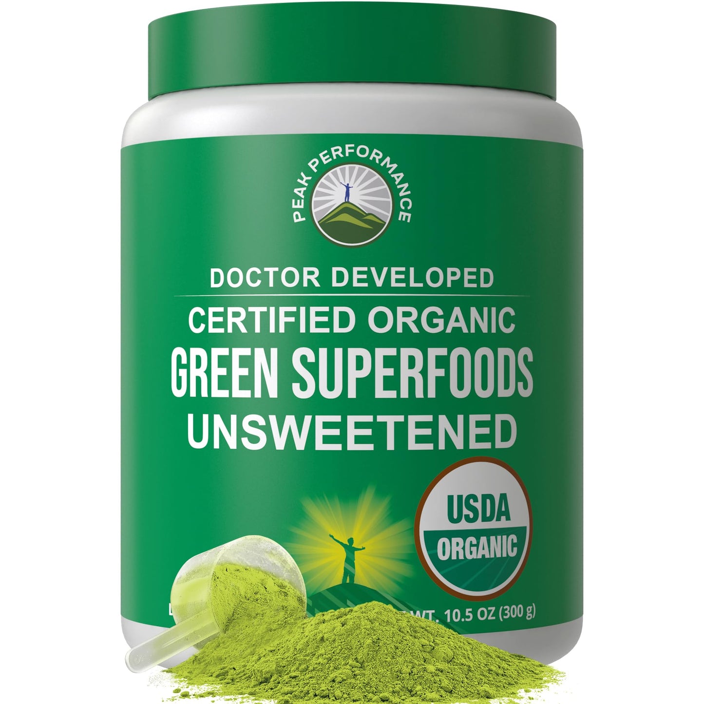 Peak Performance Unsweetened Organic Greens Superfood Powder. Super Greens Powder with 25+ Organic Ingredients for Max Energy and Athletic Performance. Vegan Keto Green Juice Daily Drink - dailyvitalstore