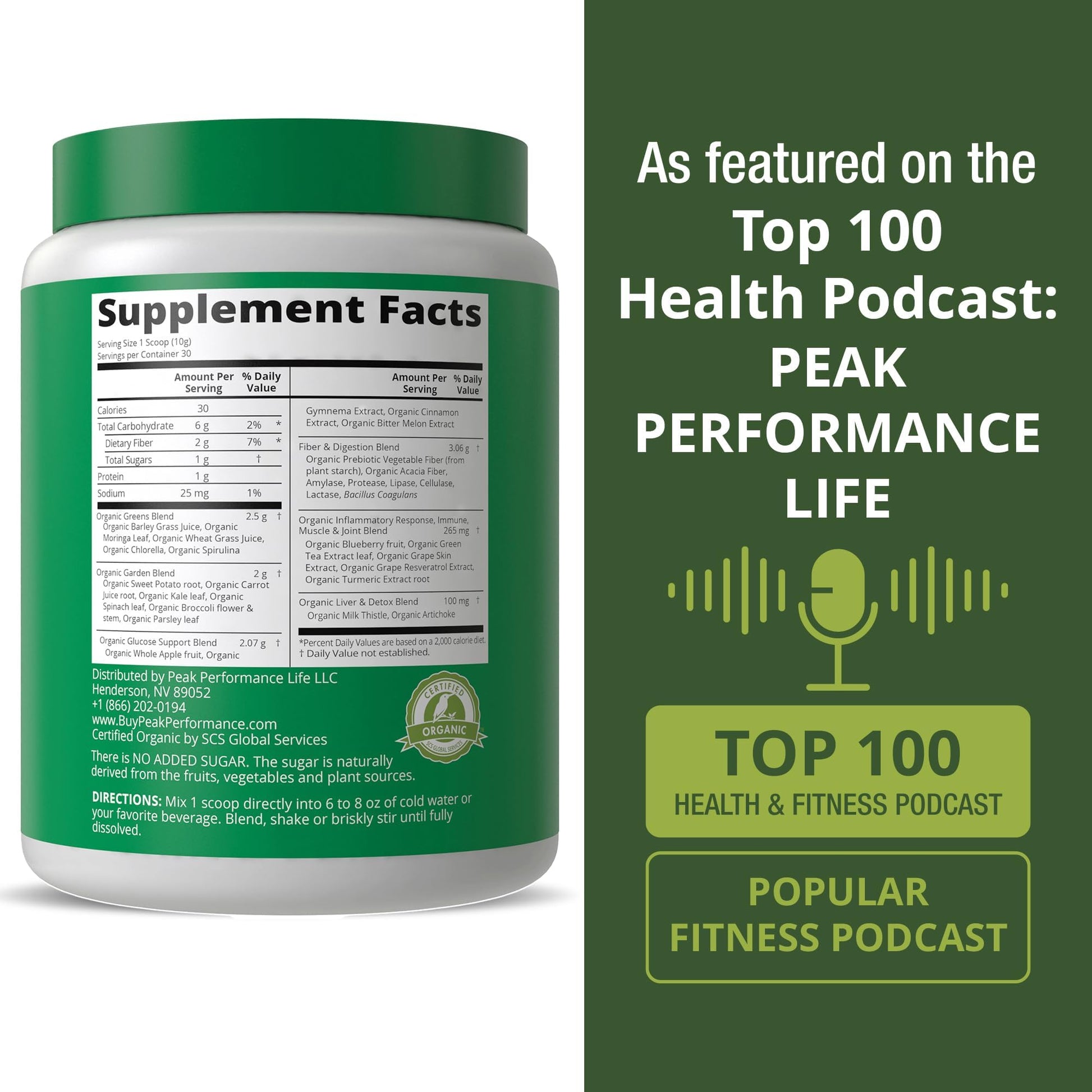 Peak Performance Unsweetened Organic Greens Superfood Powder. Super Greens Powder with 25+ Organic Ingredients for Max Energy and Athletic Performance. Vegan Keto Green Juice Daily Drink - dailyvitalstore