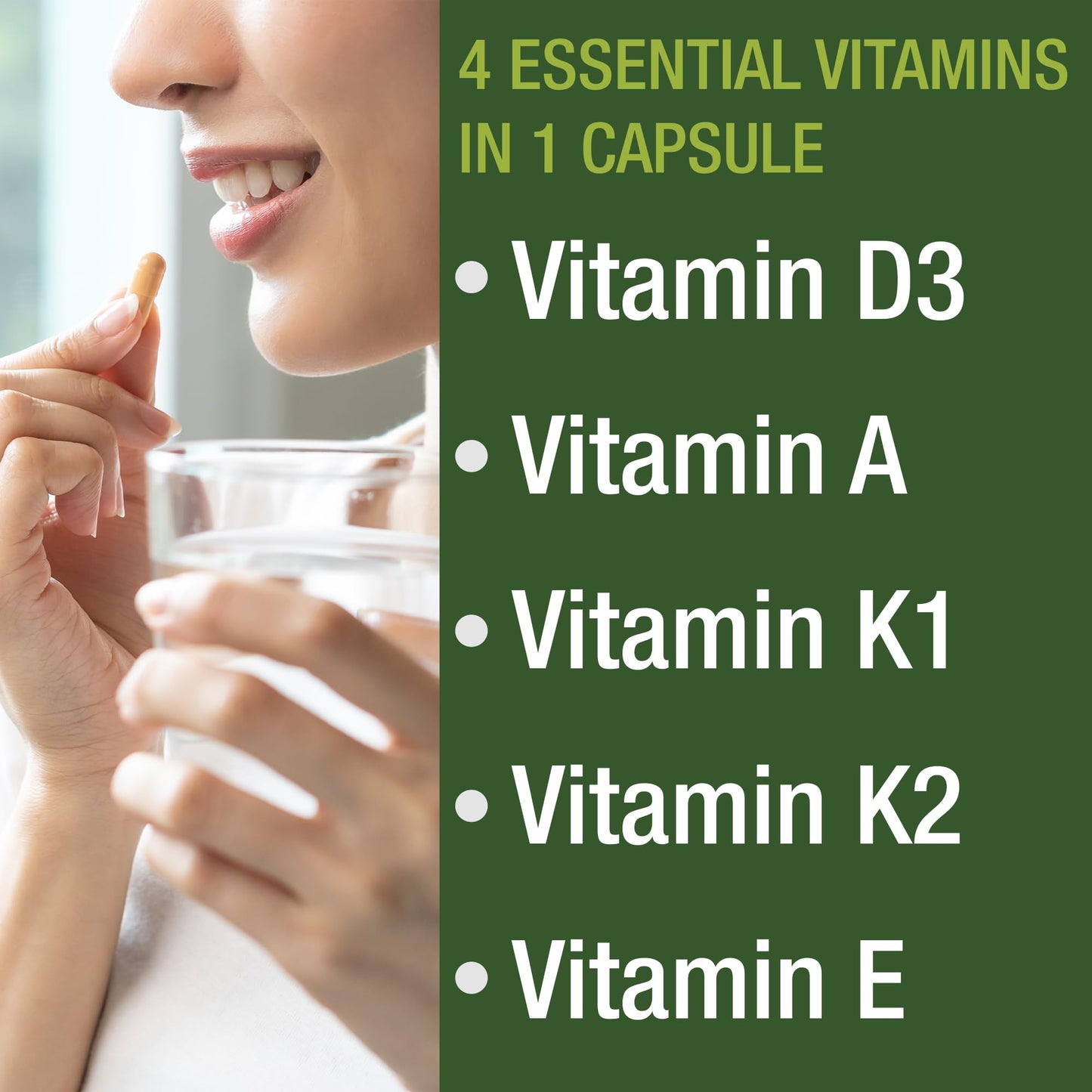 Peak Performance Vitamins D 5,000 iu + A + K + E All in 1 Easy to Swallow Vegan Capsule. ADK Vitamin Supplement with E D3 K2. Essential Vitamins for Mood - dailyvitalstore
