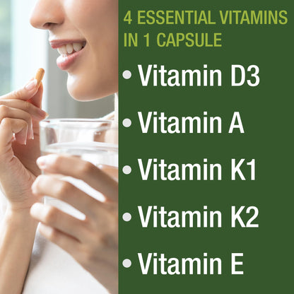 Peak Performance Vitamins D 5,000 iu + A + K + E All in 1 Easy to Swallow Vegan Capsule. ADK Vitamin Supplement with E D3 K2. Essential Vitamins for Mood - dailyvitalstore