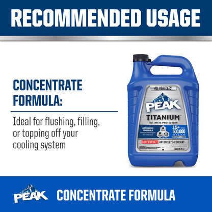 PEAK Titanium Concentrate Prediluted Antifreeze and Coolant for All Engine Cooling Systems, Long-Lasting Yellow Engine Coolant/Antifreeze for Lifetime Engine Protection in All Vehicles, 1 Gal. - dailyvitalstore