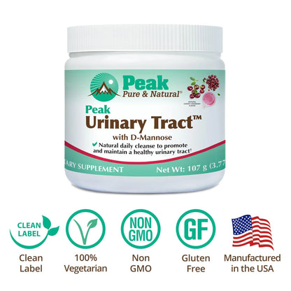 Peak Urinary Tract Supplement Powder - Cranberry and D-Mannose Powder with Juniper Berries and Probiotics for Urinary Tract Health, Ph Balance, UTI Defense - Vegan, Gluten Free (30 Day Supply) - dailyvitalstore